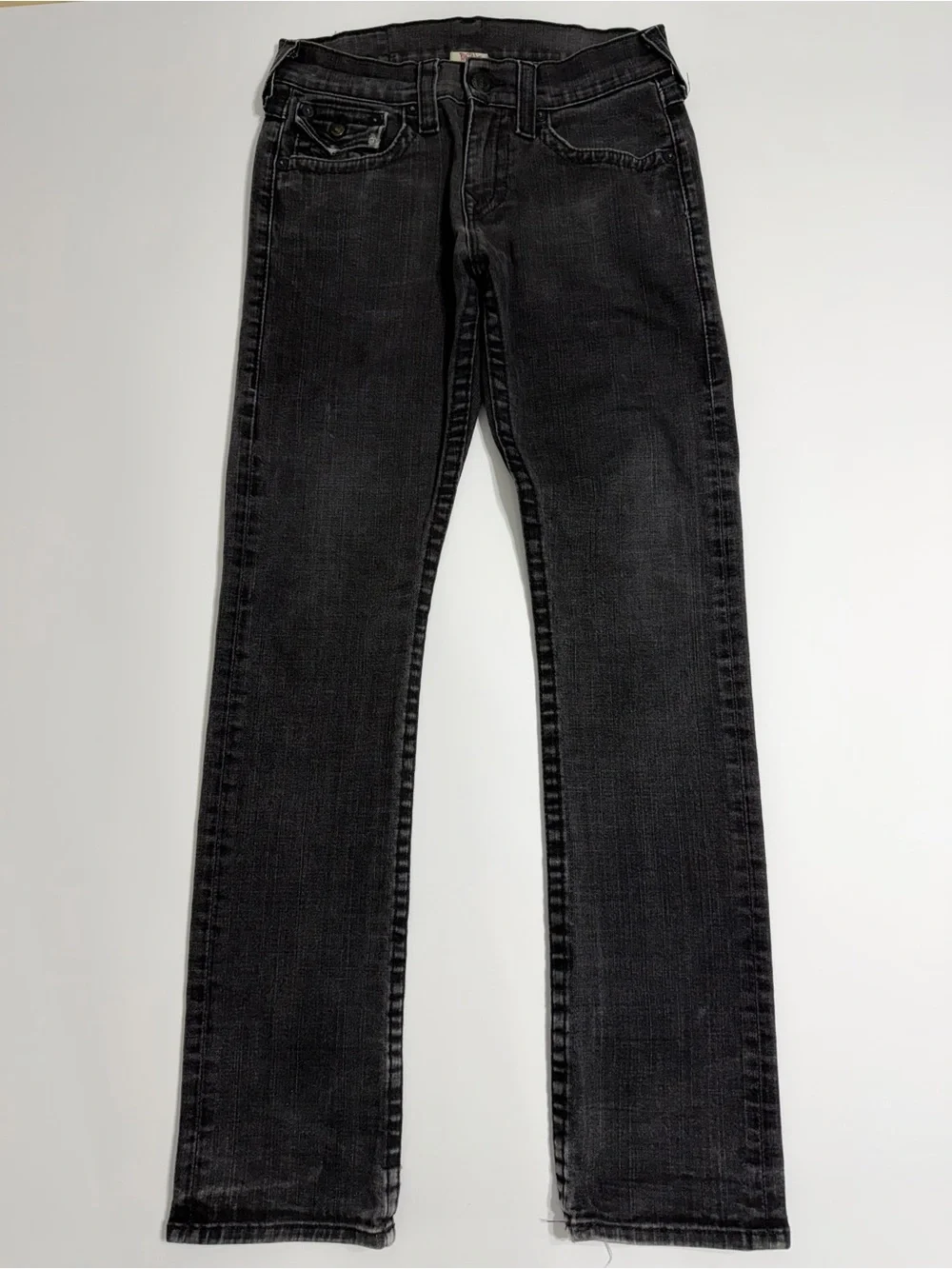True Religion Ricky Straight Jeans 30x32.5 Black Gray Wash Made in USA